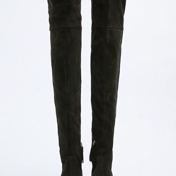 NEW ZARA SPLIT LEATHER OVER-THE-KNEE HEELED BOOTS - Picture 5 of 6